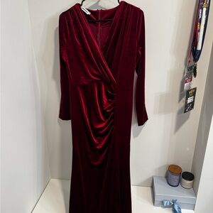 Elegant Velvet Burgundy Dress